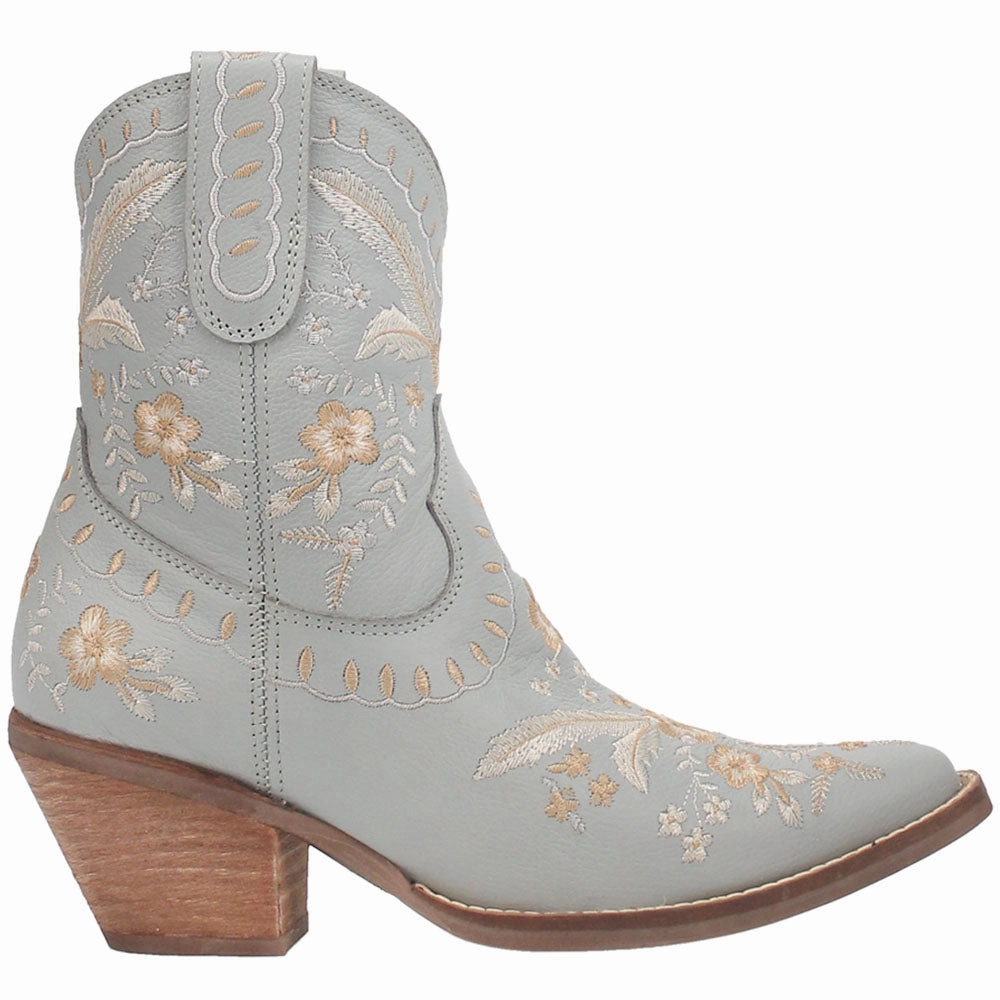 Primrose Floral Embroidered Snip Toe Cowboy Booties Slip Resistant Tread