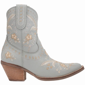 Primrose Floral Embroidered Snip Toe Cowboy Booties Slip Resistant Tread