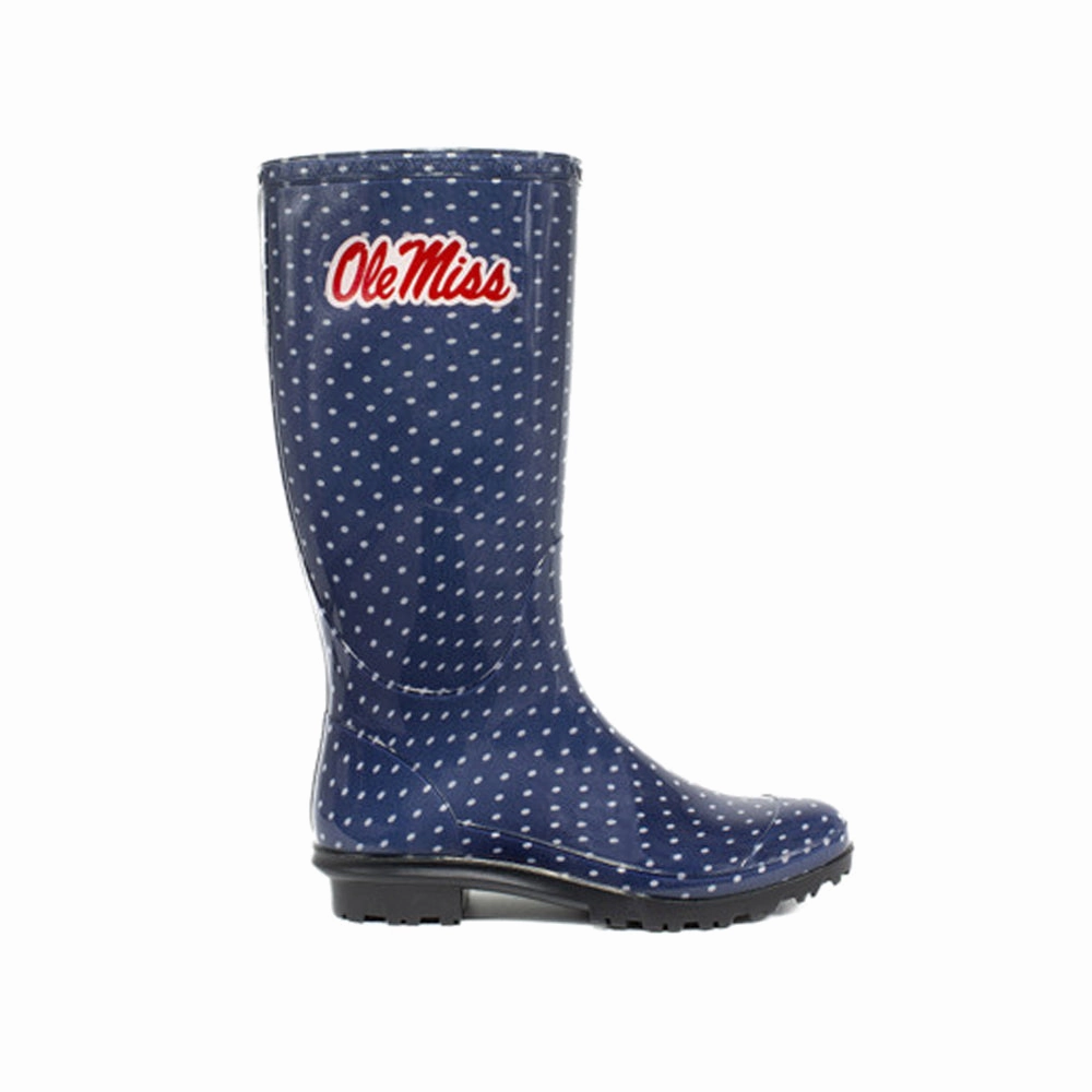 Padded Interior Urban Traveler Slip Resistant Rough Trail Hiker University of Mississippi Polka Dot Round Toe Rain Boots