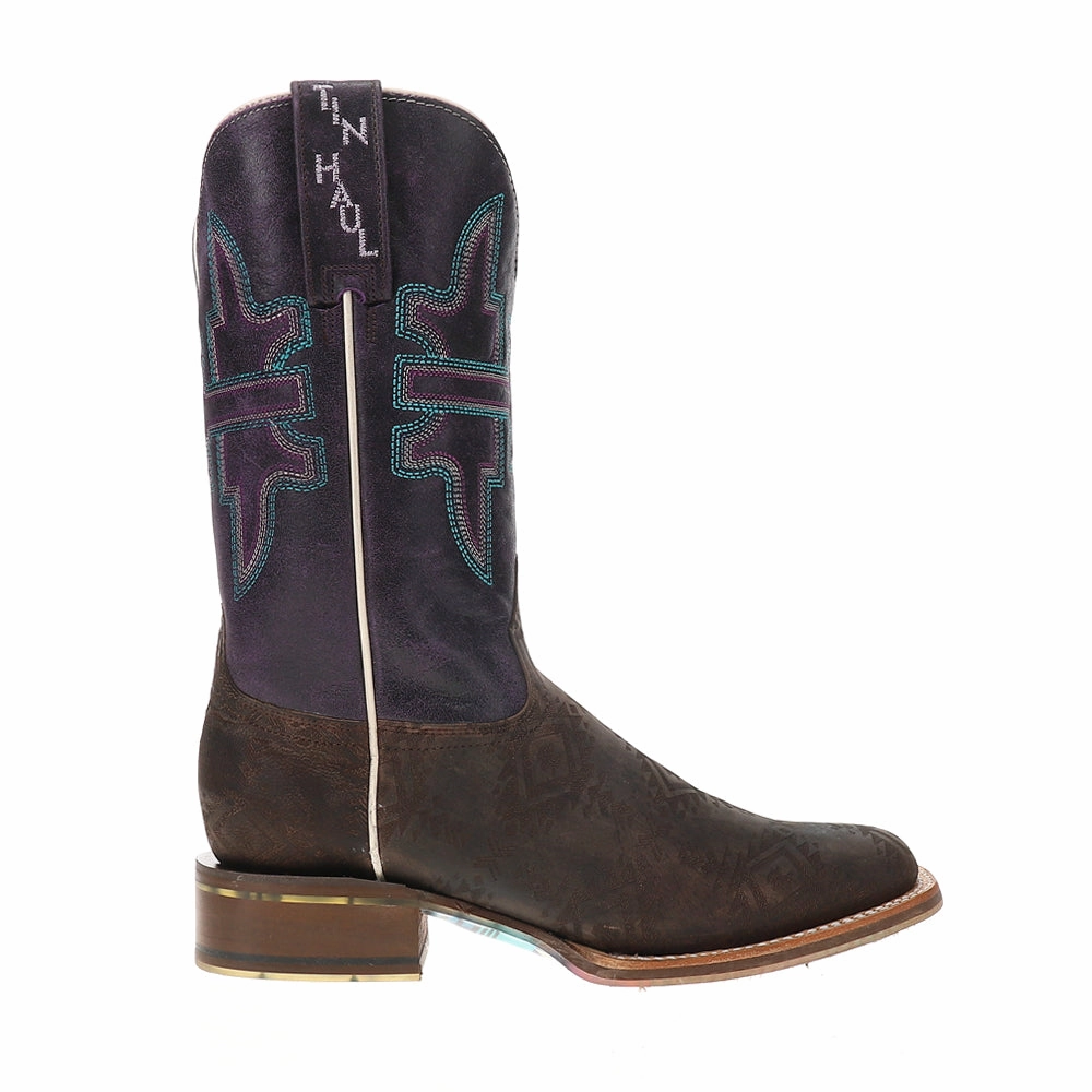 Sizzling Aztec Southwest Square Toe Cowboy Boots Mud Resistant Functional Minimalist Quiet Sole