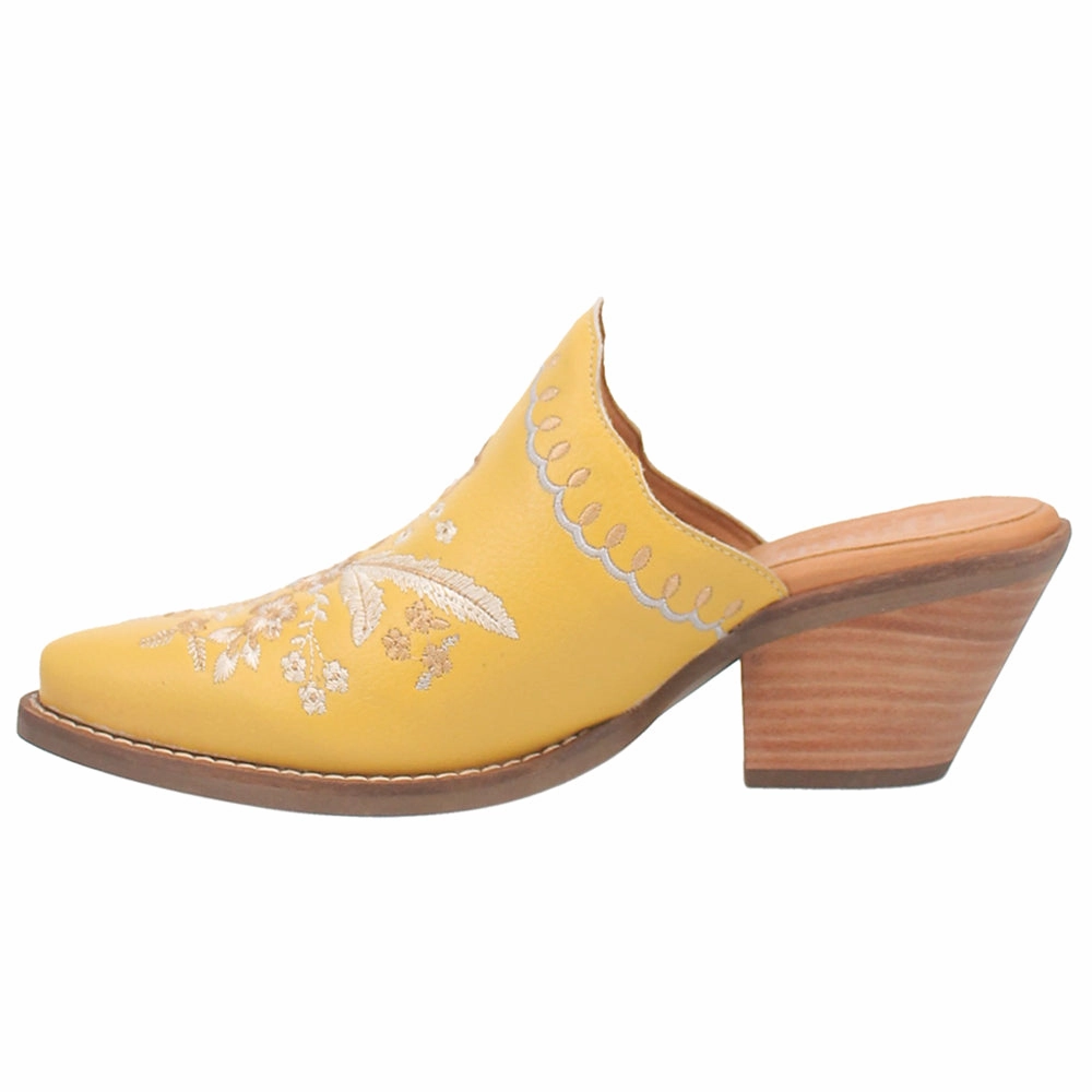 Wildflower Floral Embroidered Round Toe Mule Booties Rain Shield