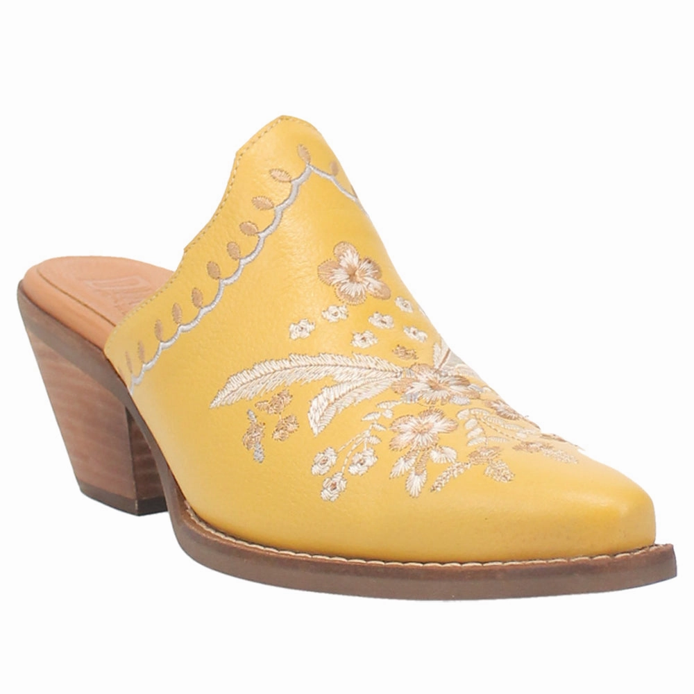 Wildflower Floral Embroidered Round Toe Mule Booties Seamless Comfort Rough Trail Hiker
