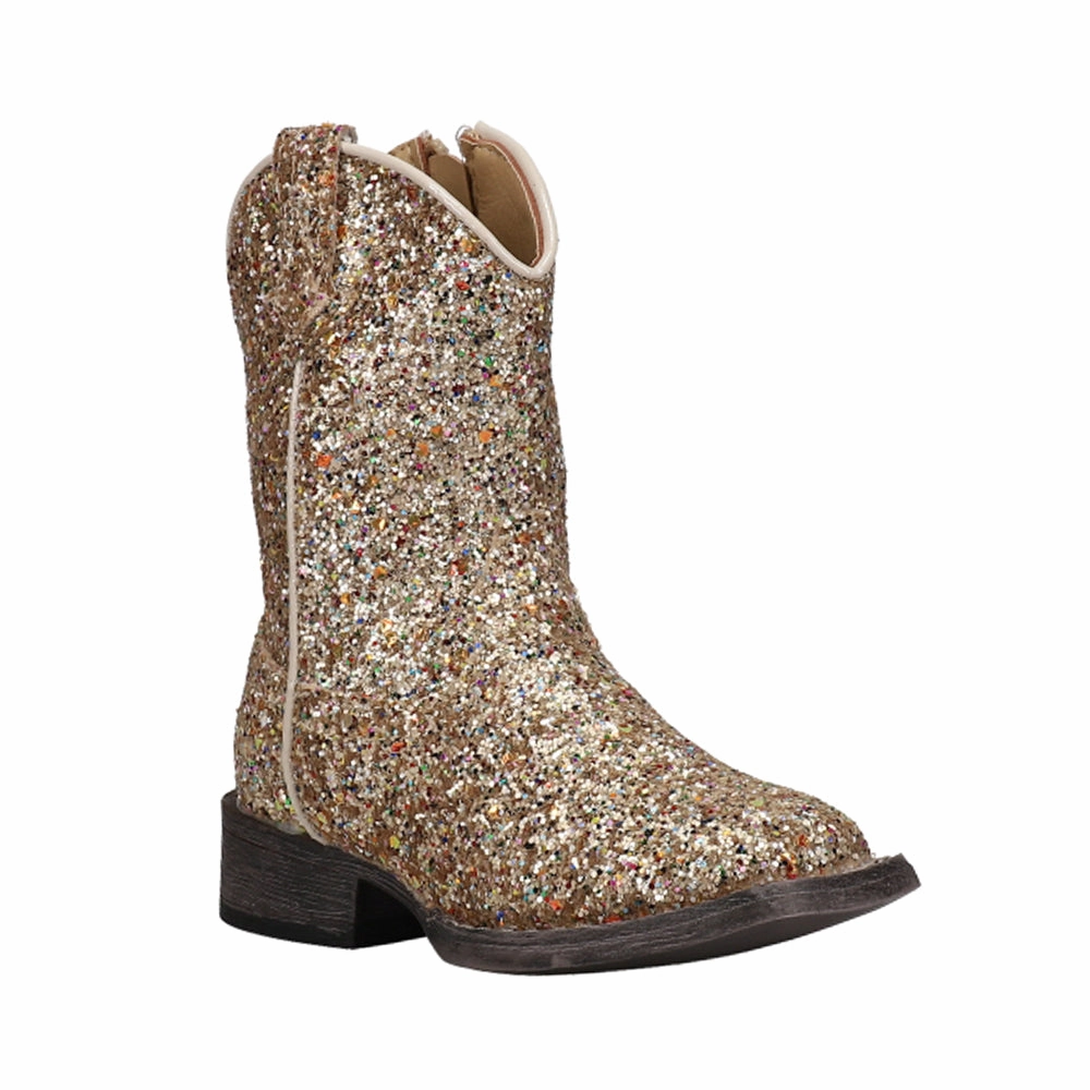 Glitter Galore Square Toe Cowboy Boots (Toddler) Slip Resistant Outdoor Explorer Oil-Resistant
