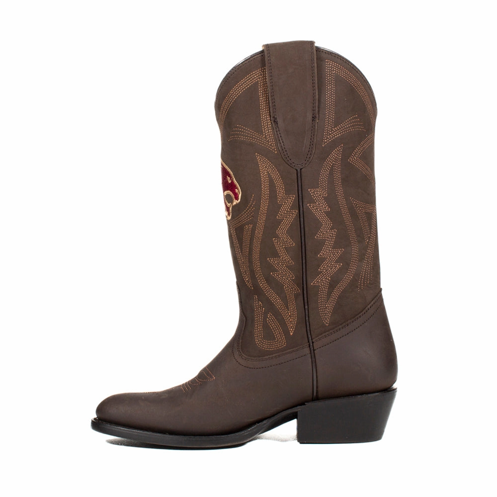 Comfort Lining Hiking Trails Cushioned Step All Day Wear Texas State University Embroidered Round Toe Cowboy Boots