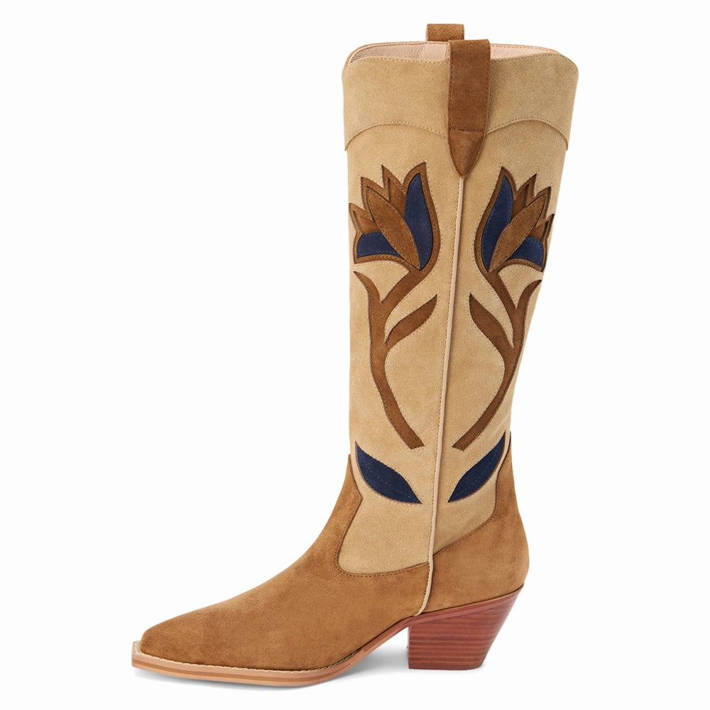 Outdoor Tested Hybrid style Cool Hand Floral Inlay Pointed Toe Cowboy Boots