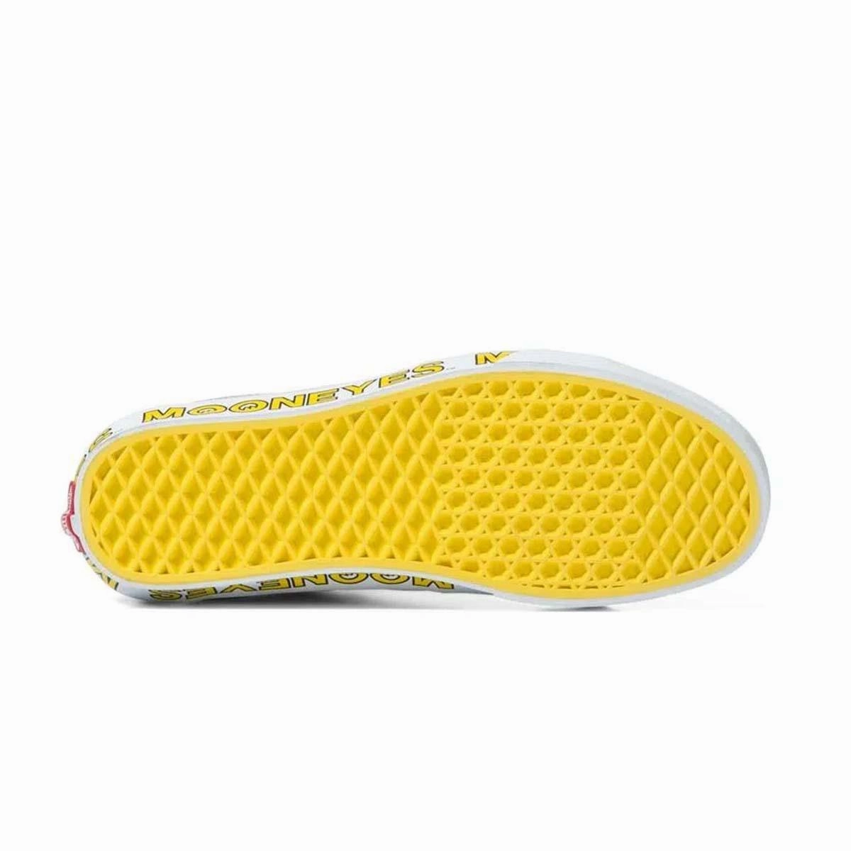 waterproof construction Handcrafted Stitching   Mooneyes SK8-Hi 'White Yellow'