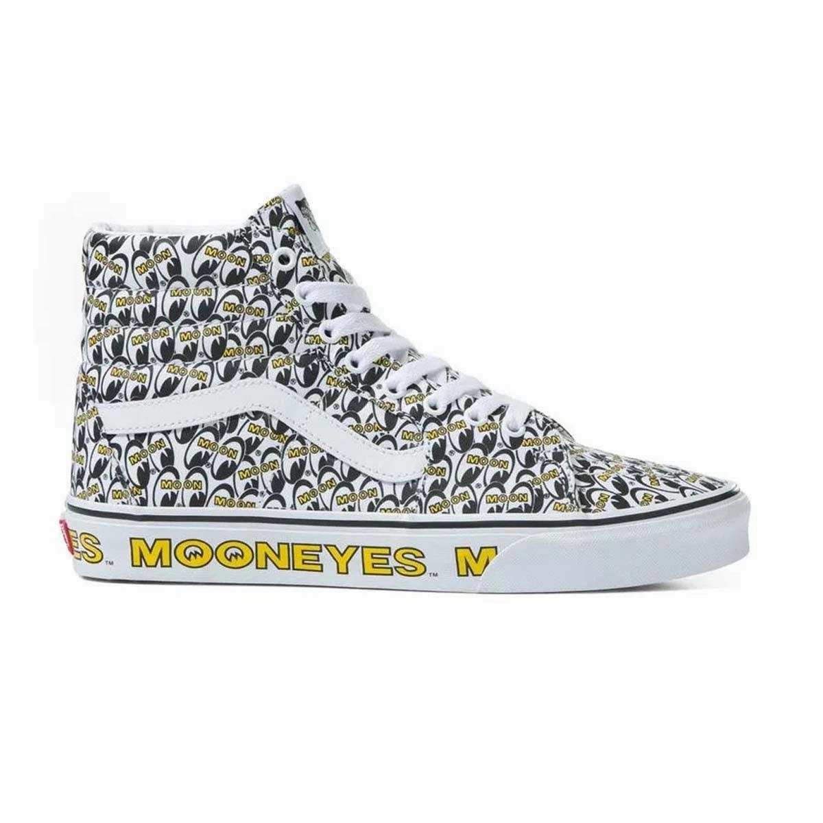Seamless Interior Fabric Ventilation Perforations   Mooneyes SK8-Hi 'White Yellow'