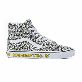 Seamless Interior Fabric Ventilation Perforations   Mooneyes SK8-Hi 'White Yellow'