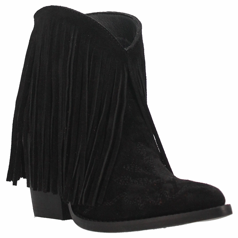 Tangles Fringe Embroidered Pointed Toe Pull On Cowboy Booties Thermal Core Backcountry Camper Warm And Comfortable