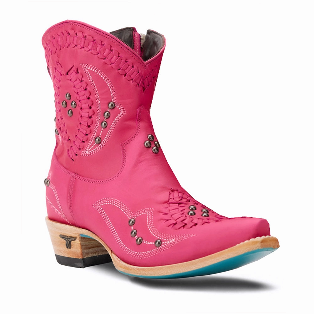 Ventilated Cossette Embroidered Studded Snip Toe Cowboy Bootie