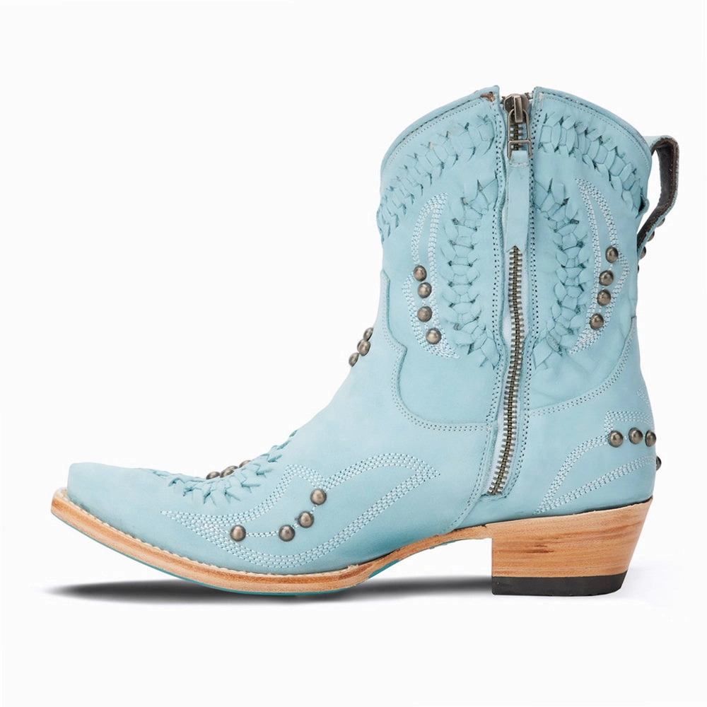 Cossette Embroidered Studded Snip Toe Cowboy Bootie Climber