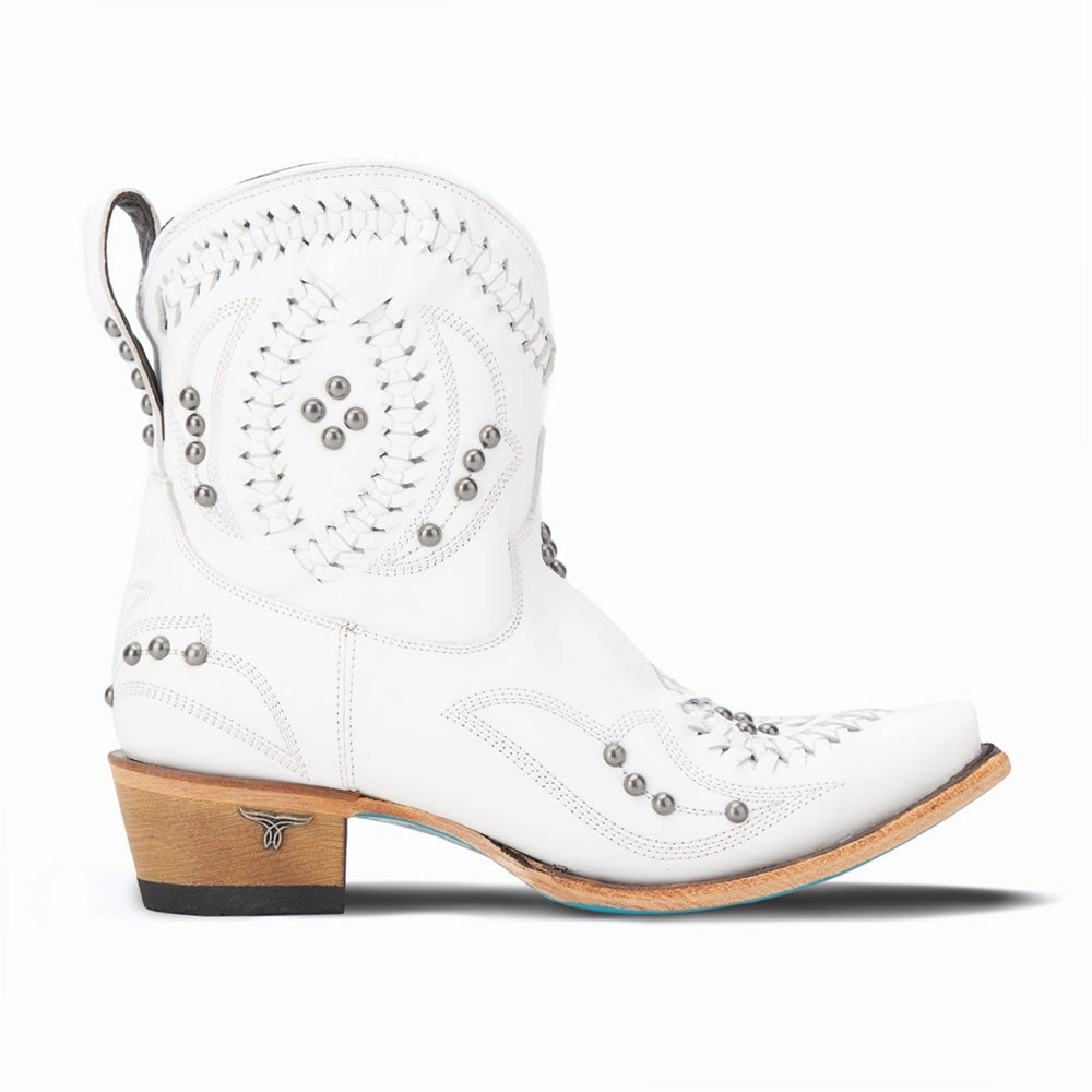 Cossette Embroidered Studded Snip Toe Cowboy Bootie Low Profile Urban Commute Deep Tread