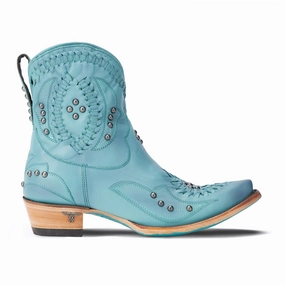 Cossette Embroidered Studded Snip Toe Cowboy Bootie Distressed finish Outback Travel