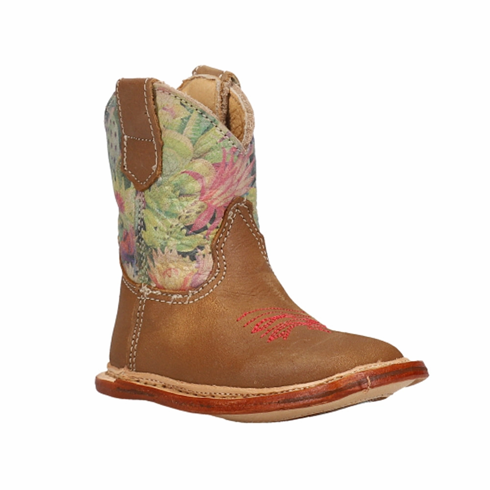 Cowbaby Prickly Floral Square Toe Cowboy Boots (Infant) Trail Friendly Extreme Comfort