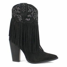 Multi-Season Wear Textured Grip Pattern Crazy Train Fringe Embroidery Pointed Toe Zippered Cowboy Booties