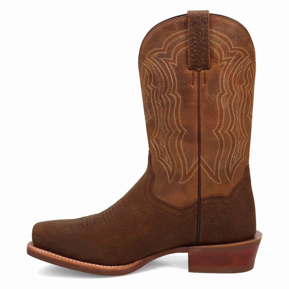Creed Embroidered Square Toe Pull On Cowboy Boots Slip Resistant Grooves