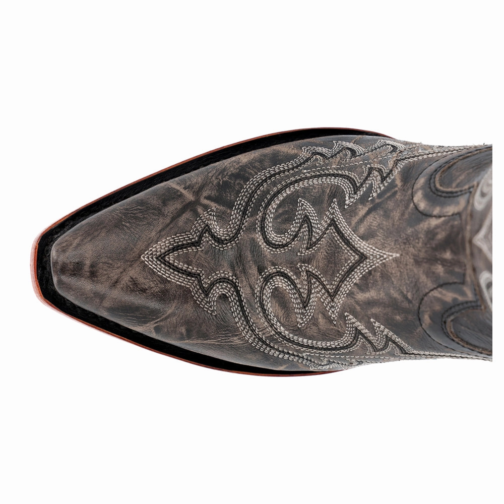 Indie Core Rugged Built Mountain Climber Crush Embroidered Snip Toe Cowboy Boots