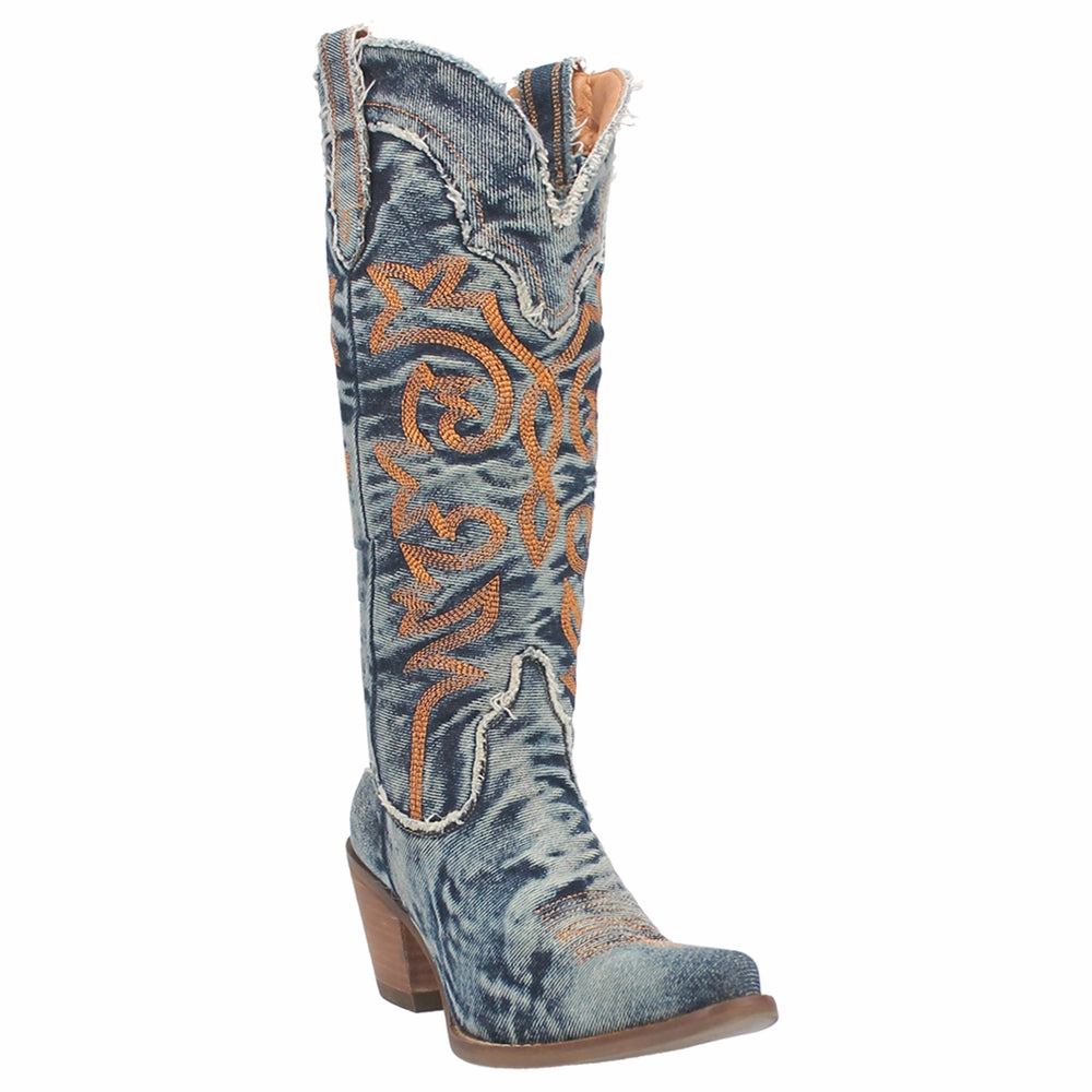 Texas Tornado Denim Embroidered Snip Toe Cowboy Boots Stable Support Rainy Day Commuter Flexible Frame Weather Resistant User