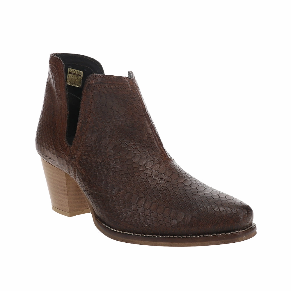 Rowdy Western Snake Print Snip Toe Cowboy Bootie Comfort Buckles