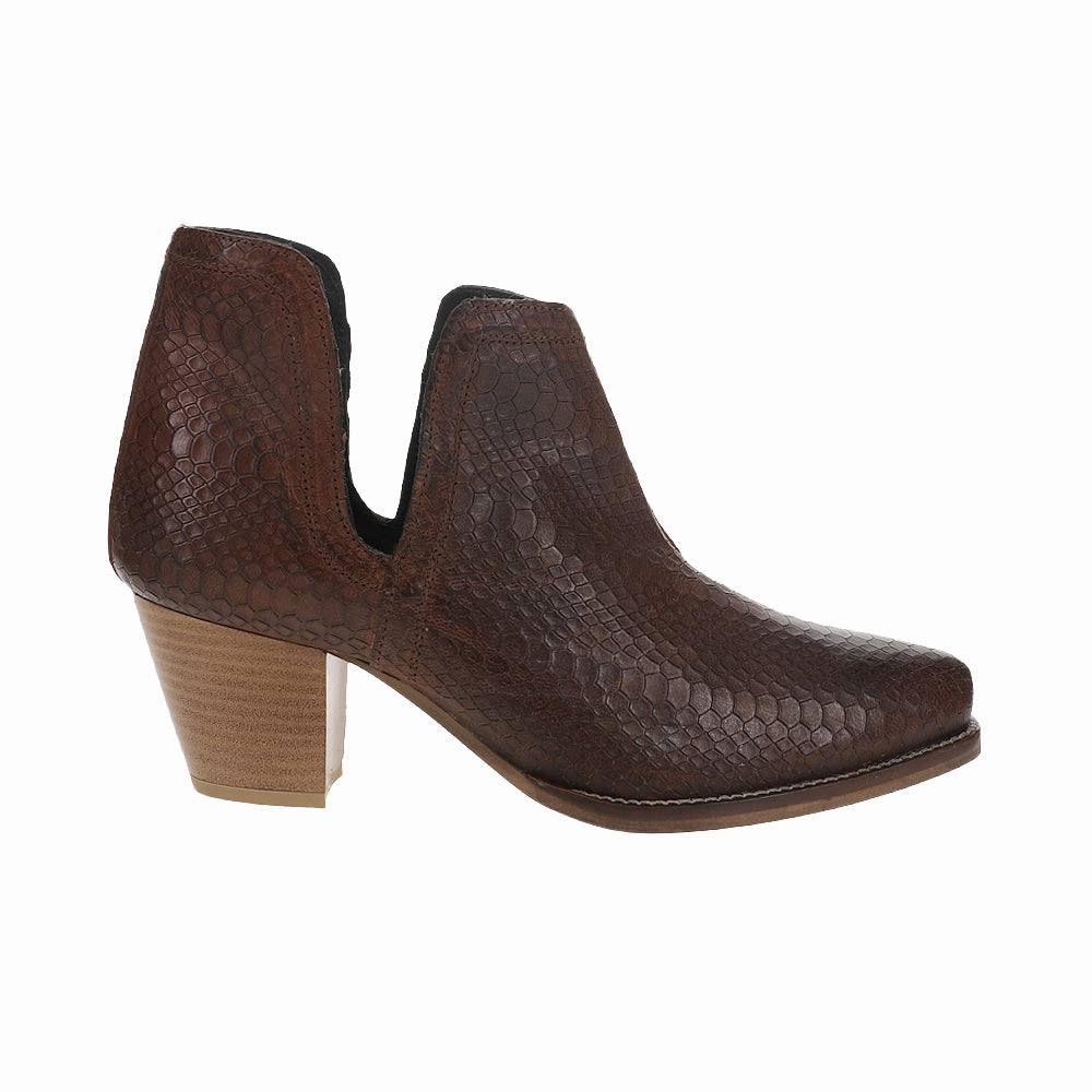 Rowdy Western Snake Print Snip Toe Cowboy Bootie Relaxed Vibe