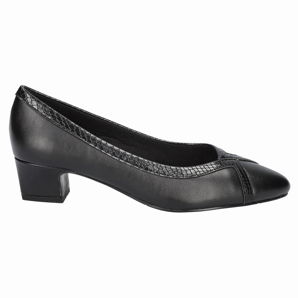 Myrtle Round Toe Block Heel Pumps Straight Cut