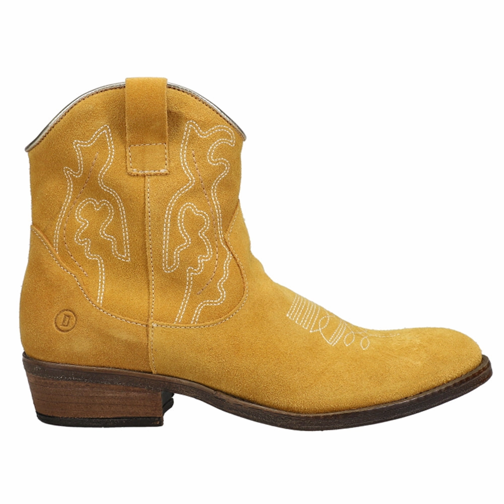 Daisy Mae Suede Embroidered Round Toe Zippered Cowboy Booties Minimalist Style Shock Absorbing Weather Resistant User