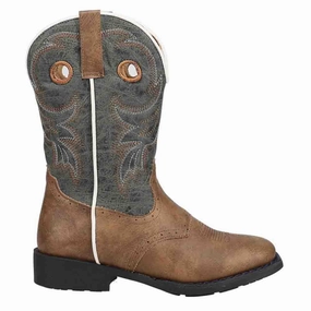 Cowgirl Vibe Waterproof Rainy Days Daniel Distressed Saddle Embroidery Square Toe Cowboy Boots (Little Kid)