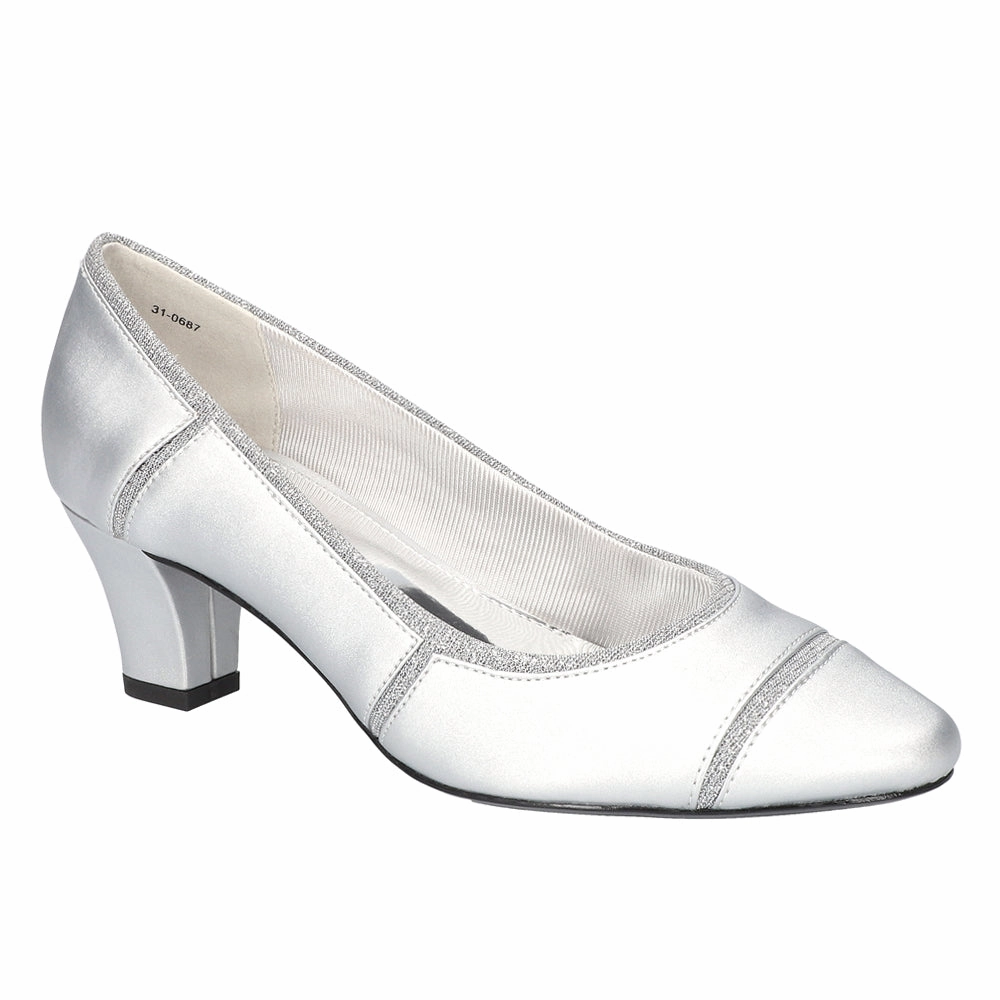 Datia Metallic Round Toe Block Heel Pumps formal events