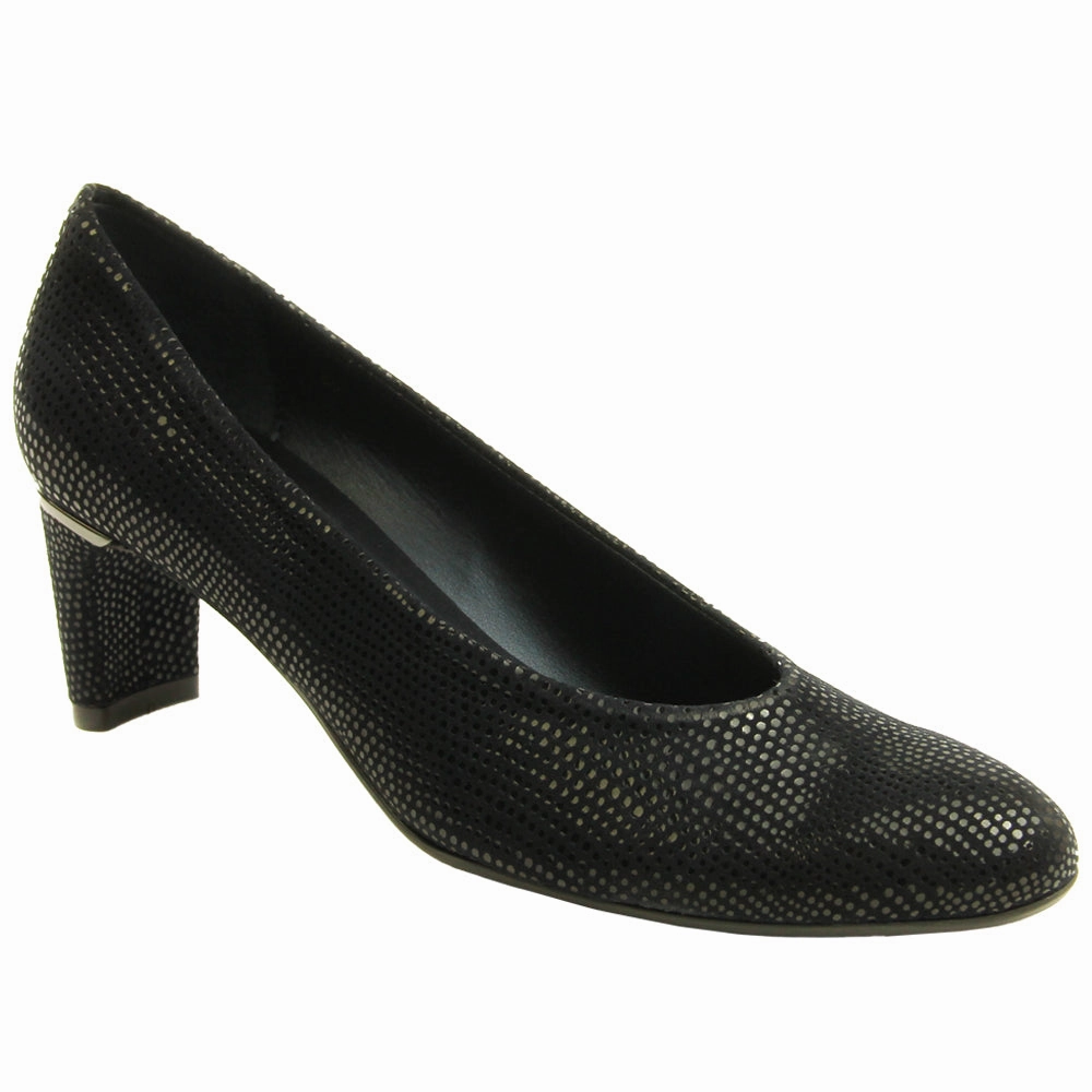 Dayle Glitter Round Toe Block Heel Pumps Lead Shade