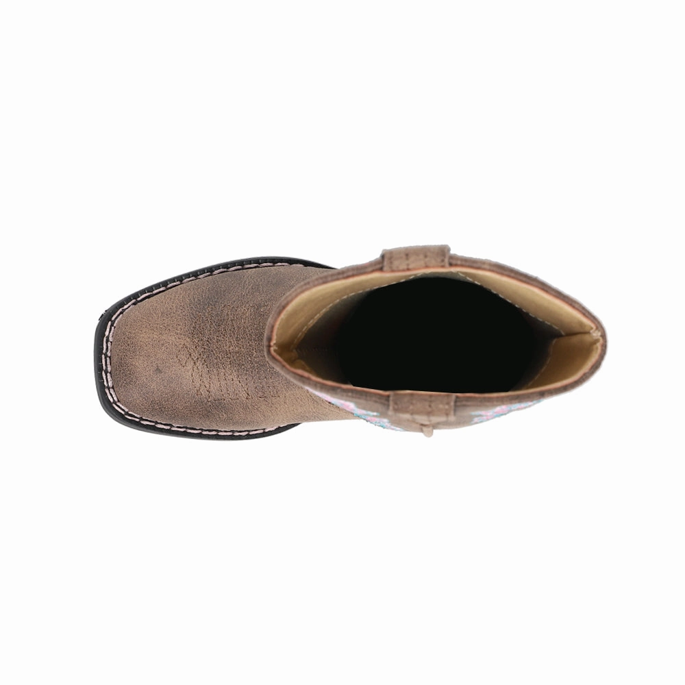 Reflective accents Dazzle Floral Lights Square Toe Cowboy Boots (Little Kid-Big Kid)