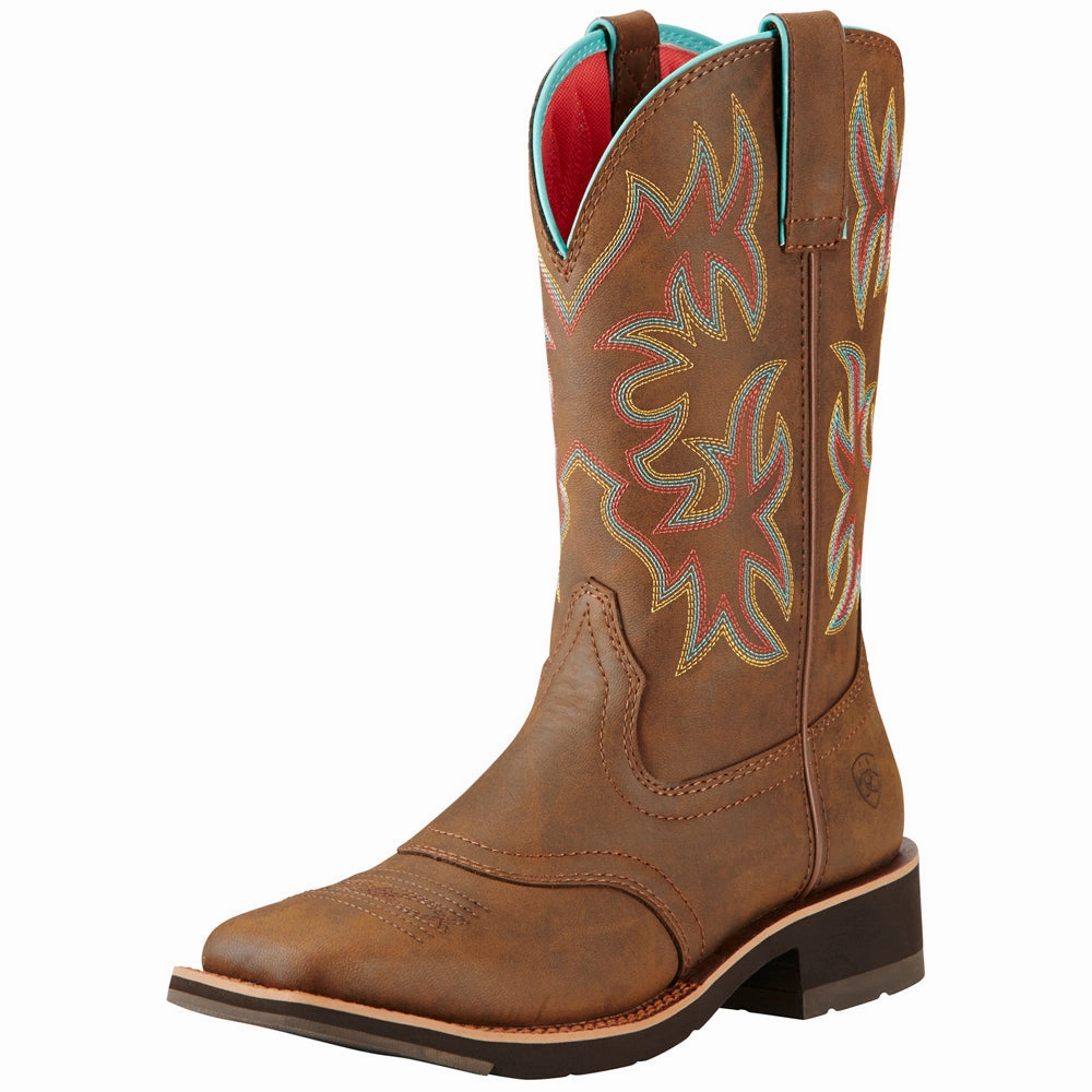 Dad Mode Delilah Embroidery Square Toe Cowboy Boots