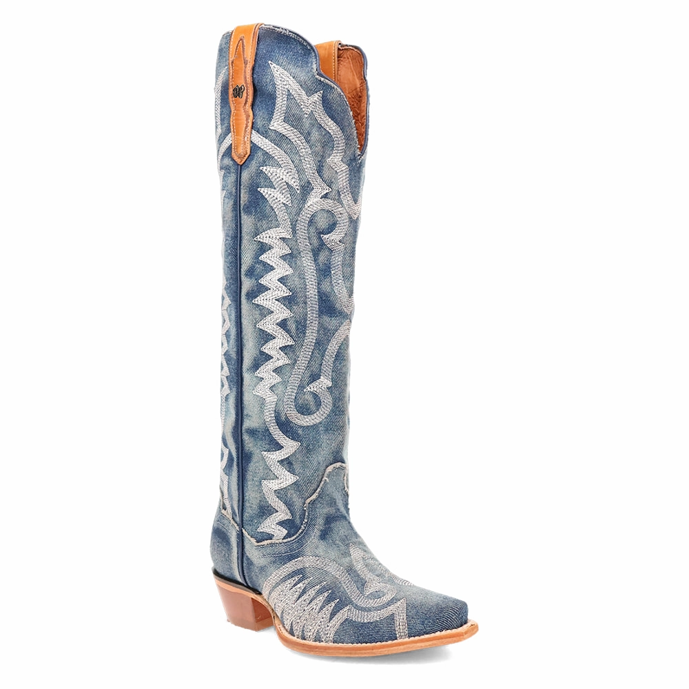 Durable Shell All Day Wear Zip Edge Denim Darlin Snip Toe Cowboy Boots