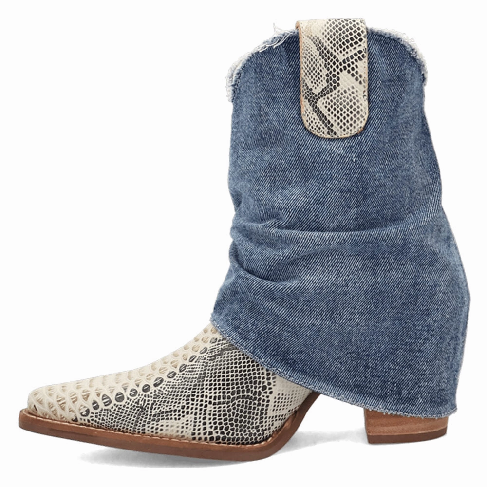 Denim Dream Snake Snip Toe Cowboy Booties Air Flow
