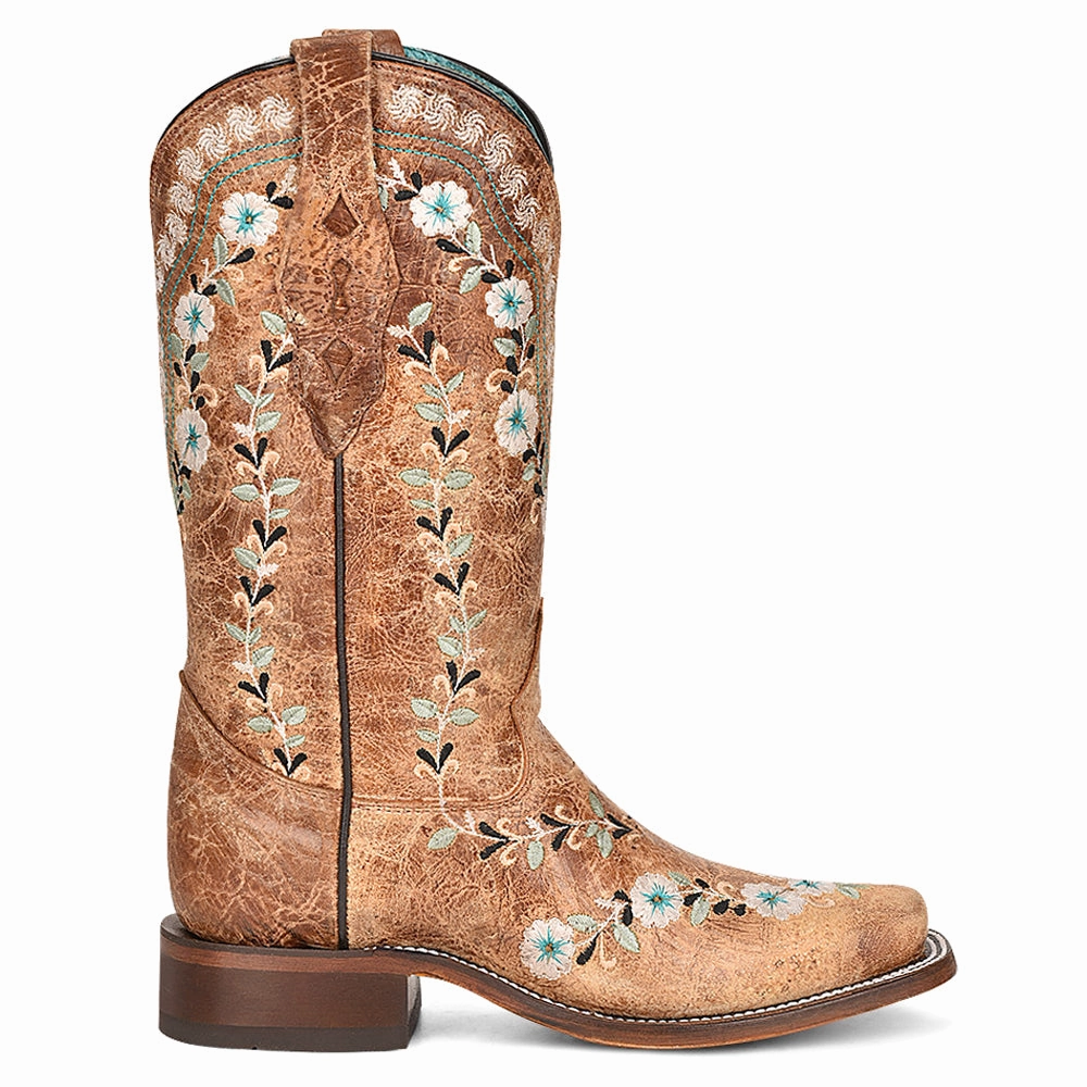 gift pick Active Lifestyle Distressed Glow In The Dark Floral Embroidered Square Toe Cowboy Boots
