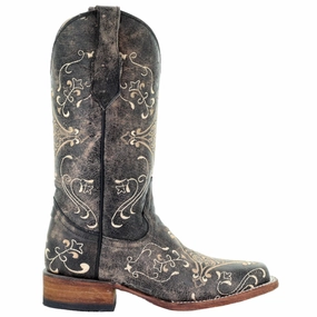 Dragonfly Embroidered Square Toe Cowboy Boots Breathable Rural Traveler Seamless Style