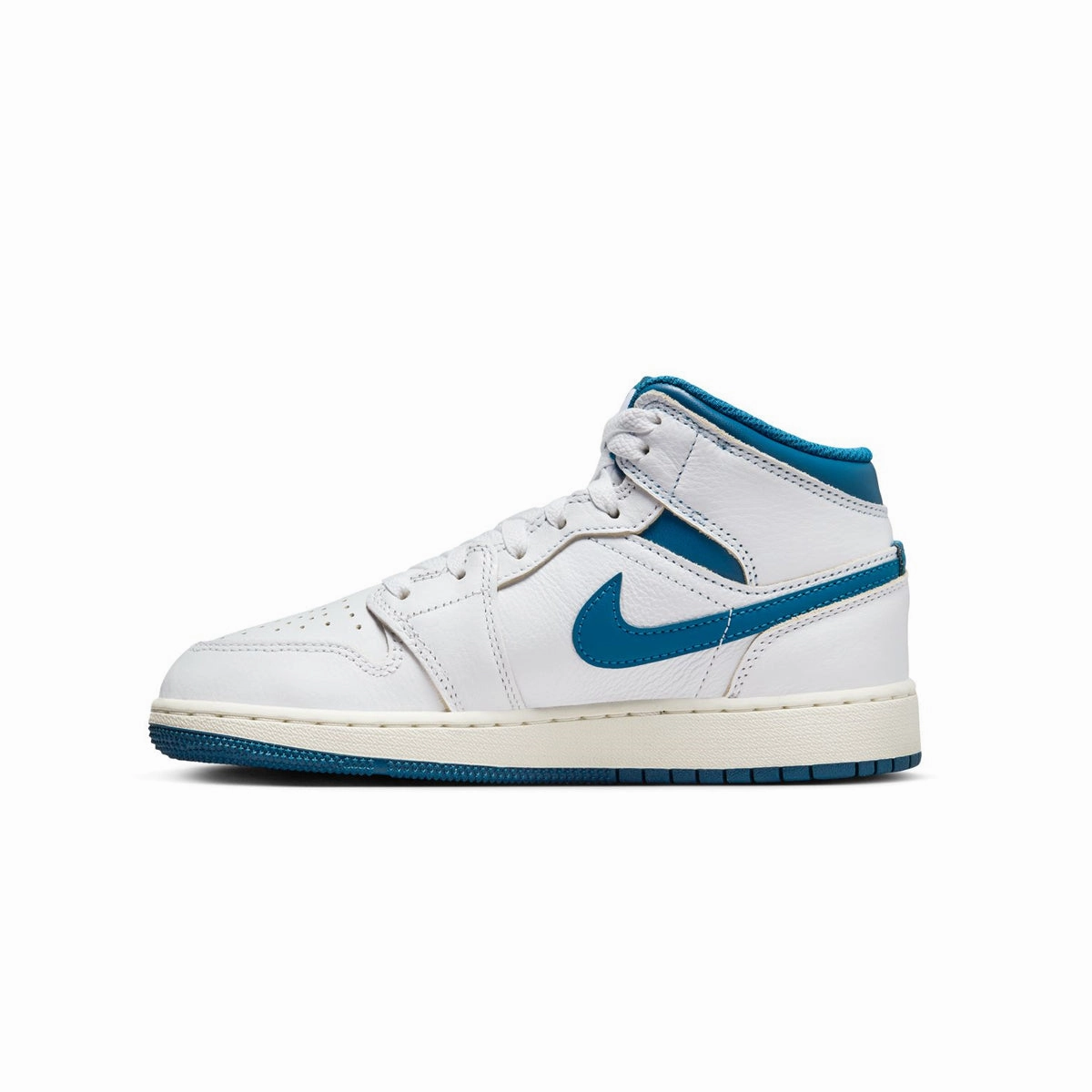 Kids Air Jordan 1 Mid 'White Industrial Blue' flexibility - level Seamless Internal Lining