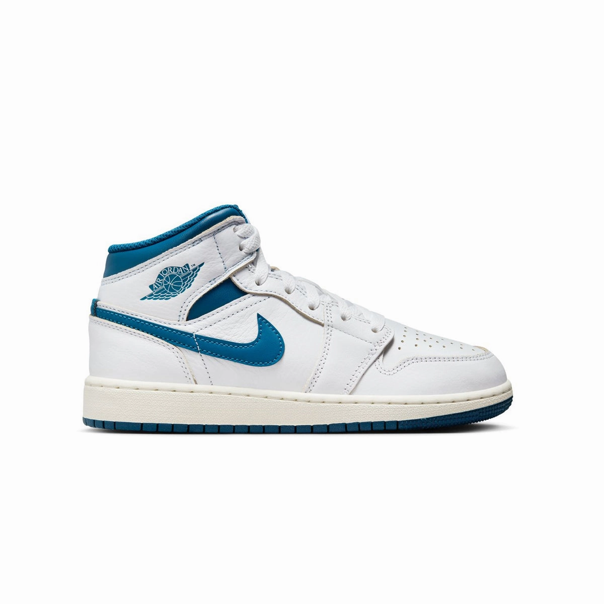 Effortless Style buckle - closure Kids Air Jordan 1 Mid 'White Industrial Blue'