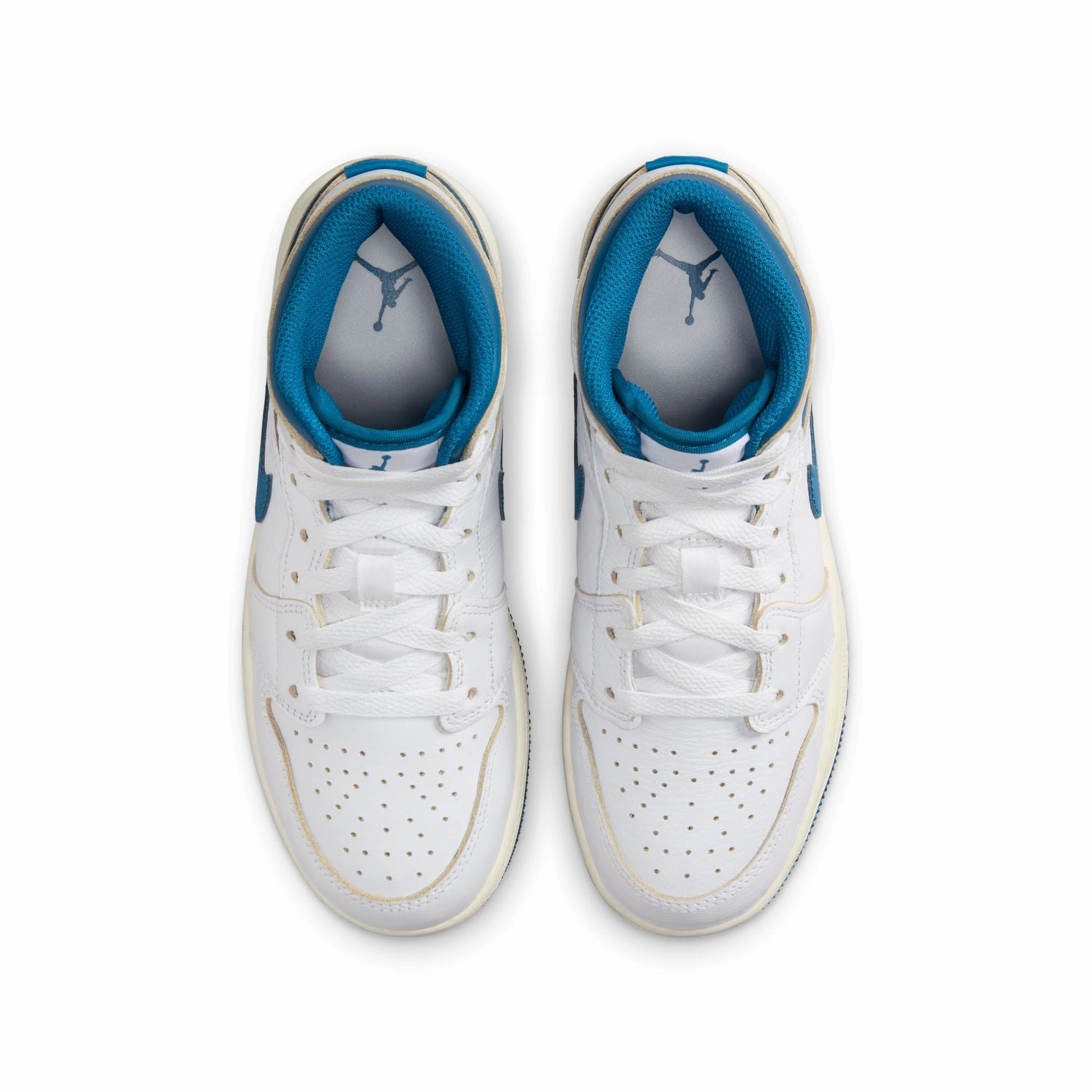 platform rainy Kids Air Jordan 1 Mid 'White Industrial Blue'