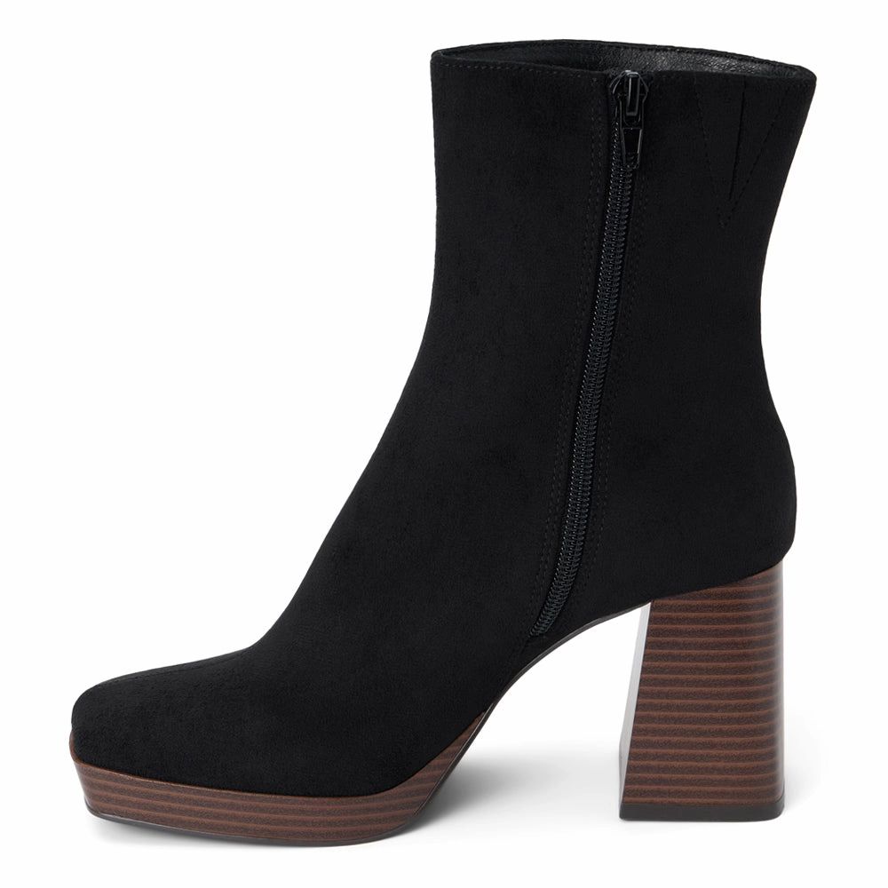 Duke Square Toe Platform Zippered Boots Comfortable Straps