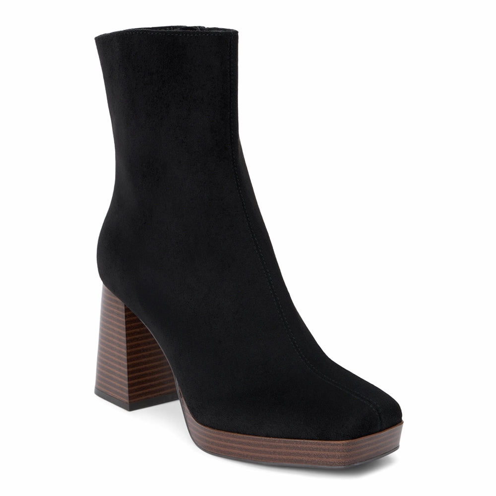 Duke Square Toe Platform Zippered Boots Impact Absorbing Heel