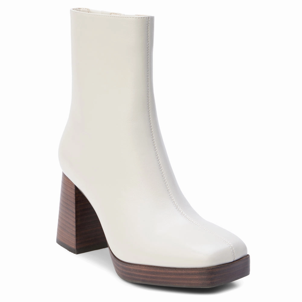 Stretchable Deep Black Duke Square Toe Platform Zippered Boots