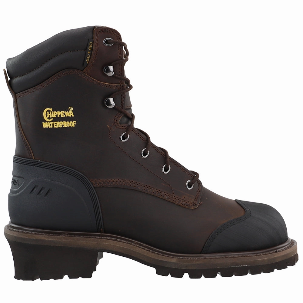 Slip Resistant Design monogrammed Aldarion 8 Inch Waterproof Insulated Composite Toe Logger Lace Up Work Boots