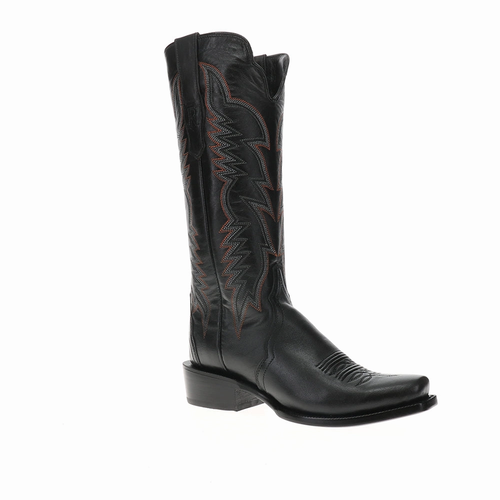 14 Inch Goat Embroidered Narrow Square Toe Pull On Cowboy Boots Grippy Outsole Rainy Day Commuter youth trend