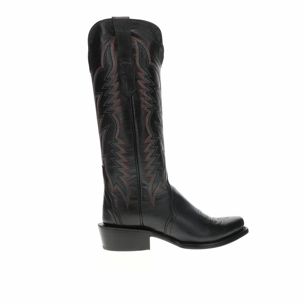 14 Inch Goat Embroidered Narrow Square Toe Pull On Cowboy Boots Calm Flow