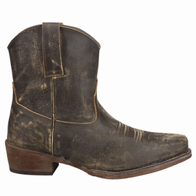 Compression Molded Midsole Heavy Use Dusty Distressed Snip Toe Cowboy Booties