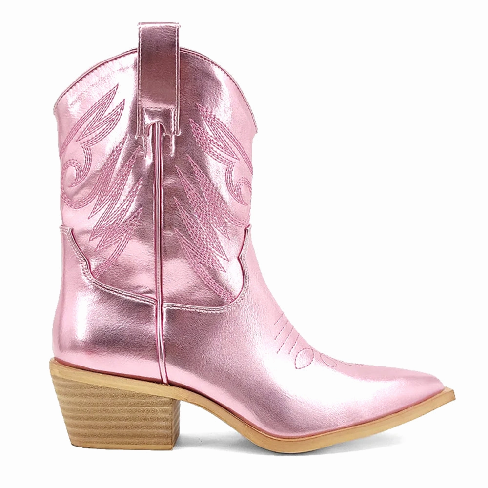 Zahara Embroidered Metallic Pointed Toe Cowboy Boots well-made Thermal Core Nature Lover