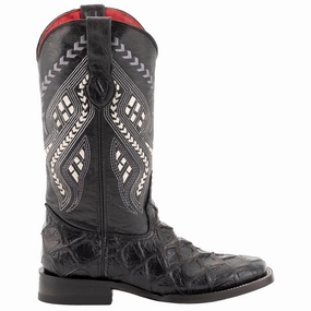 Sleek Function Daily Wear Bronco Pirarucu Print Embroidered Square Toe Cowboy Boots
