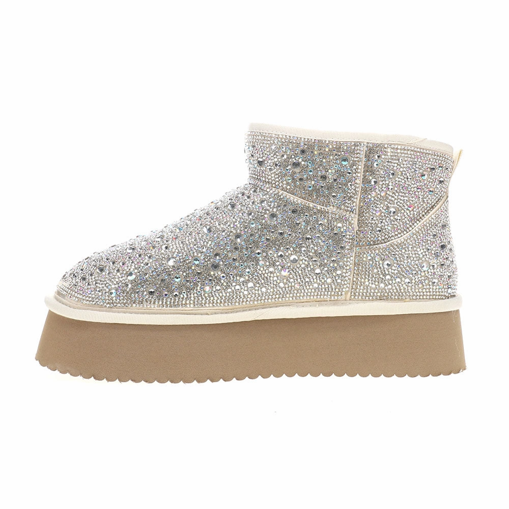 Energy return Homebody Rhinestone Round Toe Platform Pull On Booties