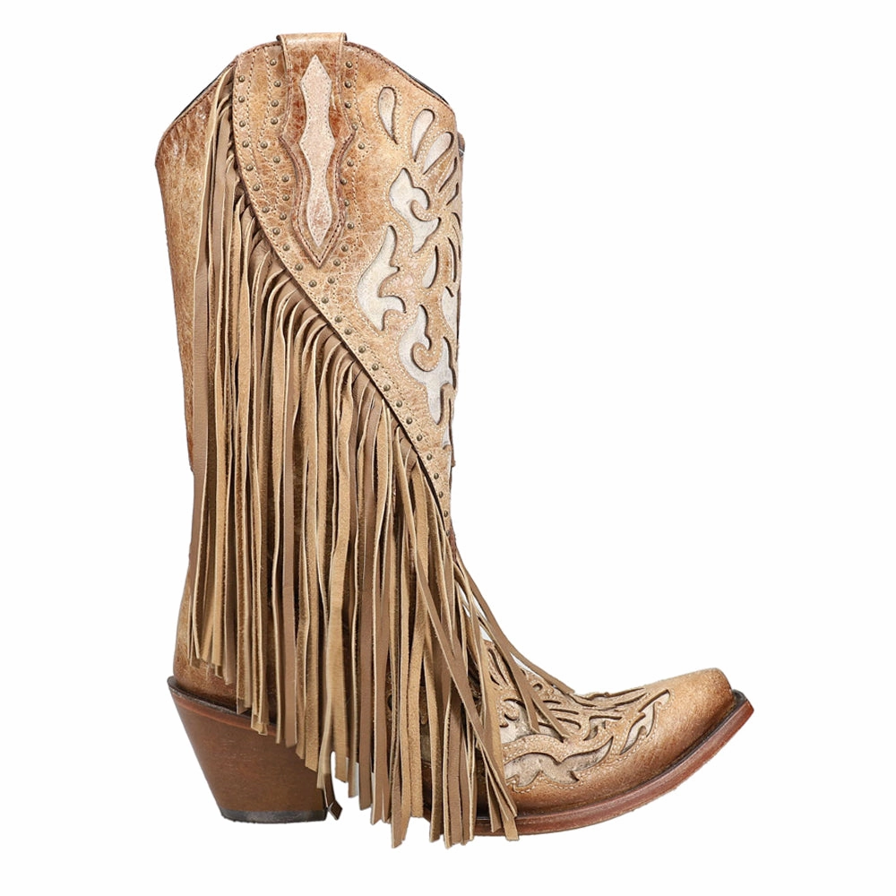 Outdoor Chore Quick Drying Urban Commute Lamb Studded Embroidered Fringe Snip Toe Cowboy Boots