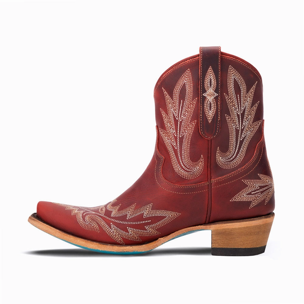 Trail Use Durable Welted Construction Lexington Embroidered Snip Toe Cowboy Bootie